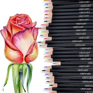 Professional oil-based colored pencils set with vibrant pigments for drawing art.