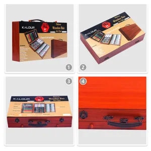 142-piece deluxe wooden box art set with professional coloring pencils, crayons, and pastels.