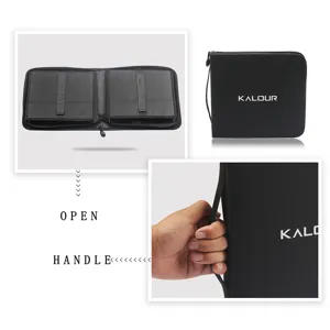 Astuccio nero in tela con cerniera e maniglia, borsa organizer portatile per belle arti.