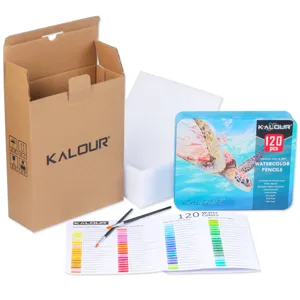 120 color watercolor pencils set with metal tin box, professional artist drawing art supplies