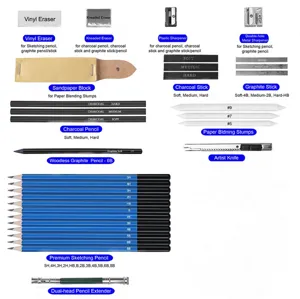 Professional 145-piece art drawing sketch pencil set with complete tools for artists.
