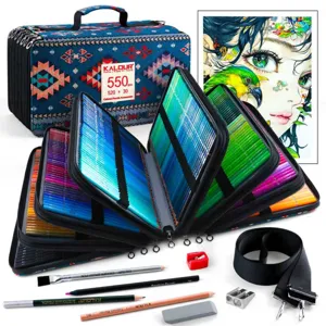 KALOUR 550 Pieces Colored Pencils Set Professional Art Drawing Kit with Multi-Layer Case