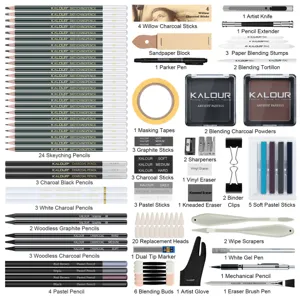 Complete 108-piece professional sketching pencil and drawing art supplies kit details.