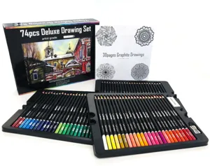 74pcs deluxe colored drawing set with sketching pad professional art pencils for artists