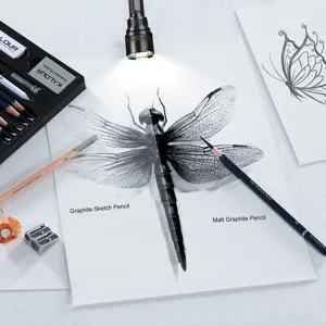 Set di 25 matite da disegno KALOUR con grafite opaca e standard per artisti professionisti.