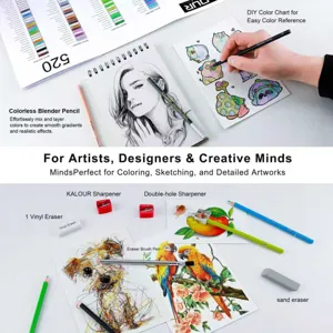 KALOUR 520pcs colored pencil set with sketch pencils, erasers, and sharpeners for artists.