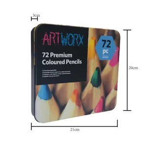 ARTWORX 72-delige kleurpotloden set in metalen blik, professionele kunstenaarsbenodigdheden.