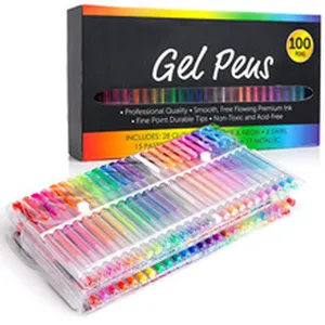 100 colors gel pens set with clear folding storage case, smooth writing smooth ink art markers.