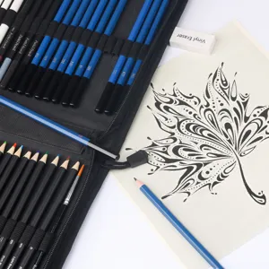 Professional 72-piece sketch pencil set with storage case and eraser for art drawing.