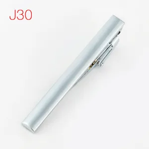 Silver metal tie clip for men, classic geometric design formal suit accessory detail view.