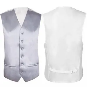Men Slim Fit Suit Vest Single Breasted V-Neck Dress Waistcoat Adjustable Back Strap For Wedding Formal Business Wear
