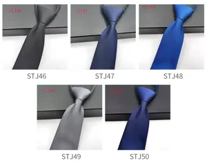 Detailed view of men's business formal polyester jacquard ties in various solid colors.