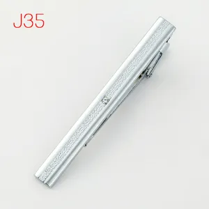 Men silver tie clip with rhinestone geometric jacquard business formal suit accessory