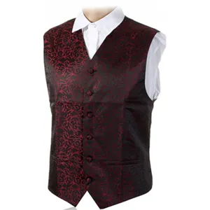 Men's slim fit paisley formal vest business wedding waistcoat stylish single breasted