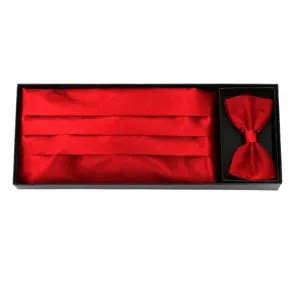 Men Formal Satin Cummerbund And Bow Tie Set Minimalist Solid Color Wedding Party Suit Tuxedo Accessories Gift Box
