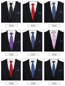 Men's business formal tie and pocket square set featuring stylish striped and jacquard designs.