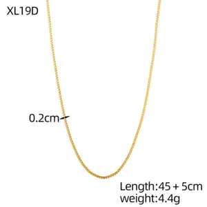 Detail shot of the golden titanium steel snake bone chain, showing width 0.2cm and length specs.