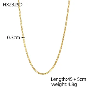 Gold cuban chain necklace for women, minimalist titanium steel basic choker daily wear.