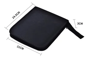 Black canvas zipper storage bag multi-purpose art tool bag portable pencil case organizer