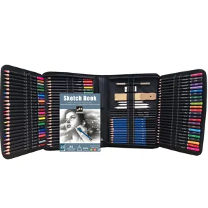 Professional Colored Pencils Set Wood Oil Based Art Drawing Pencils With Zipper Case And Sketch Book For Artists