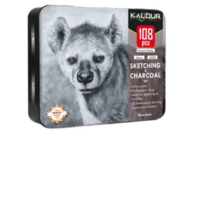 KALOUR 108 Pcs Sketching And Charcoal Drawing Art Set Professional Artists Supplies Tin Box