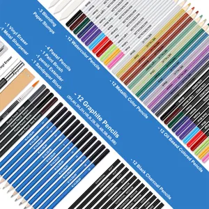 KALOUR 72-Piece Professional Drawing Pencil Set with Watercolor and Graphite Pencils