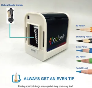 Temperamatite elettrico automatico con lama a spirale per tutte le matite colorate.