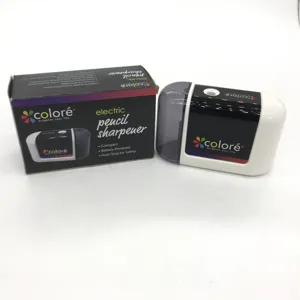 Temperamatite elettrico alimentato a batteria con stop automatico e serbatoio trasparente.