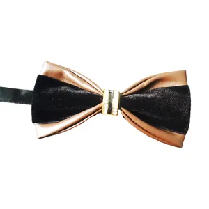 Men PU leather rhinestone bow tie for wedding party, stylish formal business groom neckwear.