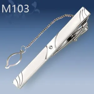 Herren silber geometrische Krawattenklammer mit Kette Business formale Metall Krawattennadel