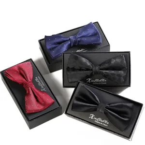 Herren Polyester Fliege Geschenkbox Set, klassische gedruckte formelle Fliegen für Hochzeit.