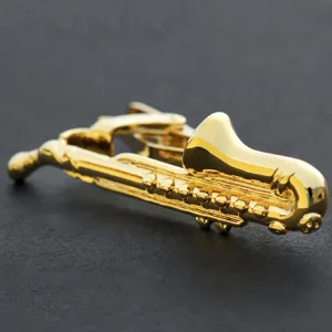 Men's gold saxophone metal tie clip business fashion accessory elegant suit decoration