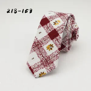 Vintage cotton printed necktie rolled display, classic red and white plaid pattern.