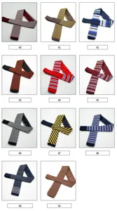 Men's knit necktie collection, striped geometric pattern square end knitted ties for formal wear.