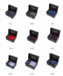 Coffret cravate homme affaires formel rayé élégant boutons de manchette et boite