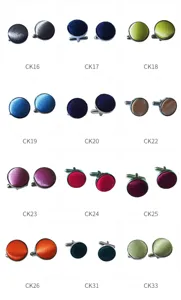 Men round satin fabric cufflinks business shirt suit metal cuff links variant set color options
