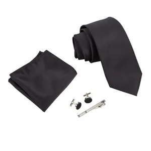 Conjunto de Corbata de Negocios para Hombres Corbata Formal a Rayas Pañuelo de Bolsillo Gemelos Pinza de Corbata Accesorios