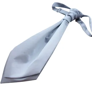 Light blue ascot tie for men, elegant wedding and business suit accessory with adjustable strap.