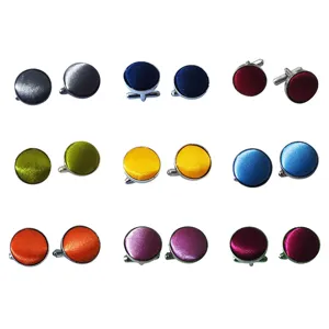 Men's Satin Round Cufflinks Metal Iron Business Casual Suit Shirt Cuff Links Fashion Accessories