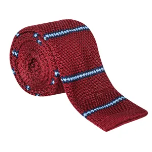 Men casual retro red striped knitted flat head necktie stylish neckwear for business