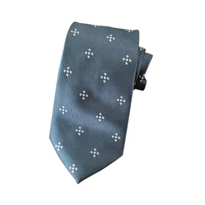Men's business formal necktie in dark grey with elegant dot pattern for professional wear.