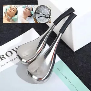 Cuchara de Masaje con Rodillo de Hielo Facial de Acero Inoxidable Terapia de Frío Herramienta de Levantamiento Facial Antihinch Cuidado de la Piel Vara de Belleza