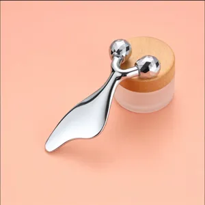 Zinc alloy manual facial roller massager heart shaped scraping tool lifting beauty device