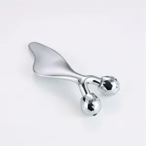 Zinc alloy facial roller massager, dual ball face lifting tool, manual beauty tool for skin care.