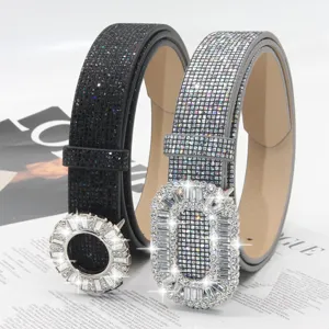 Exquisite rhinestone belt set, sparkling crystal buckles, chic waist accessory for women.