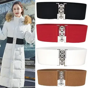 Damen Breiter Elastischer Taillengürtel Vintage Stretch Gürtel Kleid Dekorative Bund Metallschnalle Mode Accessoires