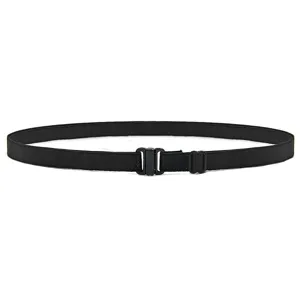 Detailed close-up of the black elastic shirt stay belt with adjustable buckle for secure fit.