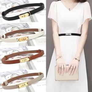 Dames Slanke PU Leren Riem Met Metalen Sluitgesp Mode Veelzijdige Tailleband Voor Jurk Pak Mantel