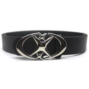 Ceinture en Cuir PU Mode Femme Vintage Étoile Croix Croissant Lune Boucle Métal Ceinture Taille Jean