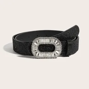 Femme noir strass cristal boucle ceinture élégante étincelante robe taille ceinture mode